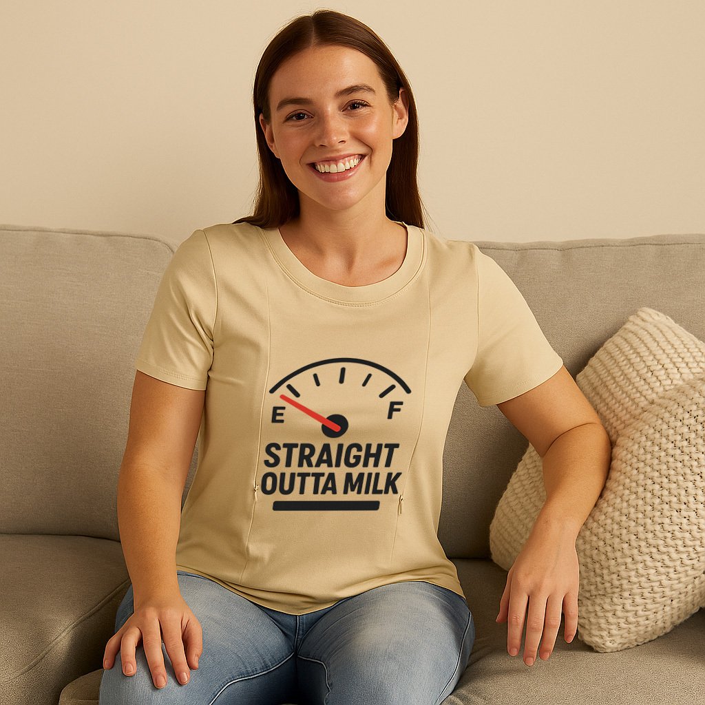 Zipper Nursing T-Shirt | Straight Outta Milk | Easy Acc | brand