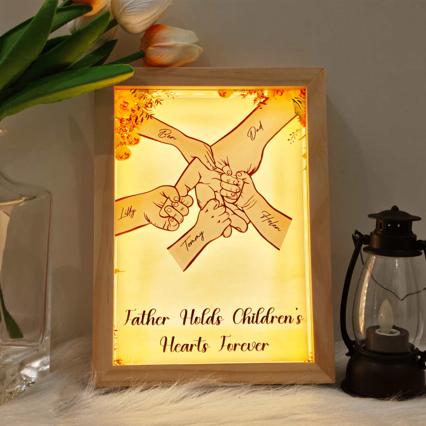 Dad Everything We Are Is Because Of You -  Personalized frame lightbox