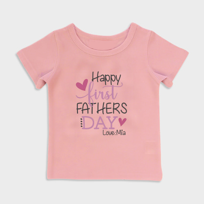 baby shirt - happy first fathers day pink kids t shirt toddler top pink in pink