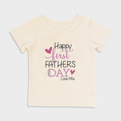 baby shirt - happy first fathers day pink kids t shirt toddler top beige in beige