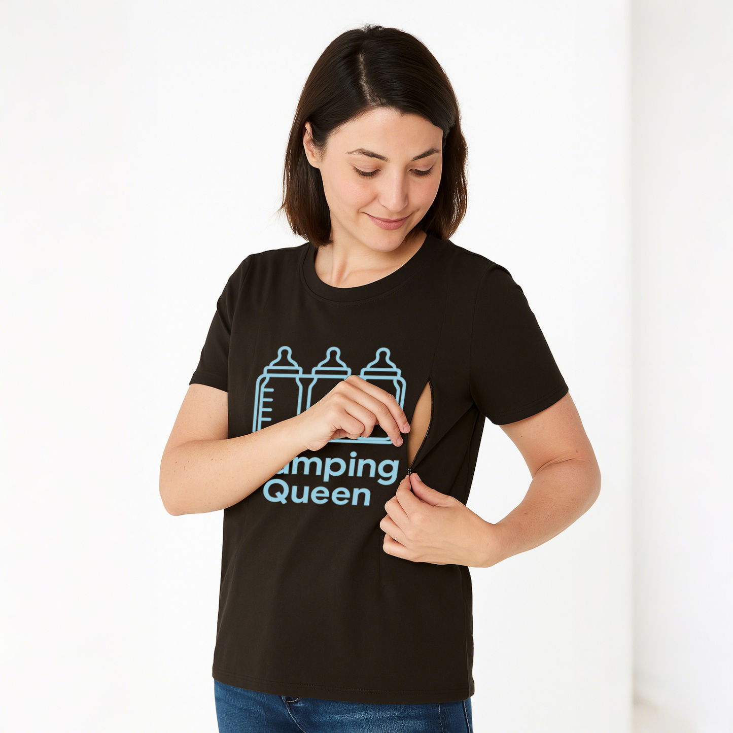 Pumping Queen Breastfeeding Top | Discreet Side Zippers | brand