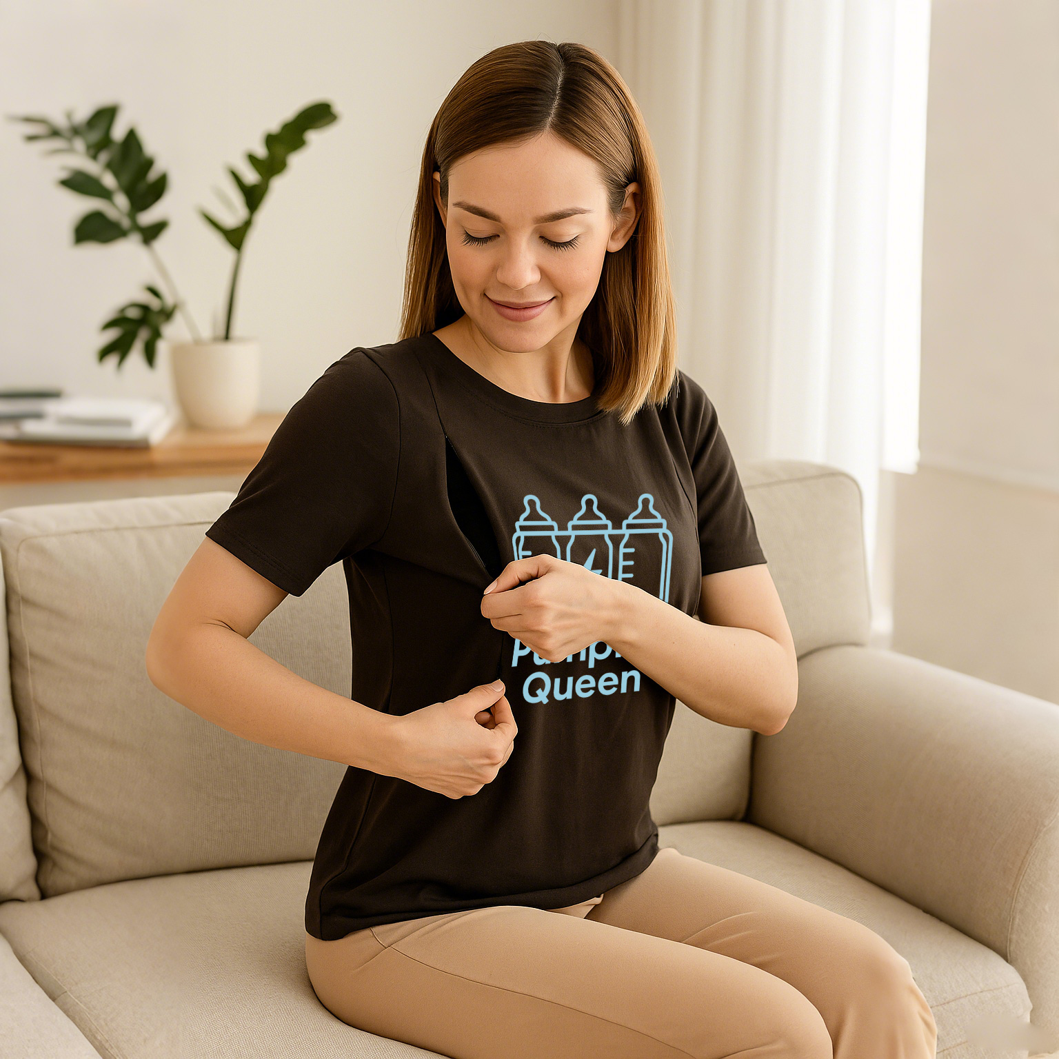 Pumping Queen Breastfeeding Top | Discreet Side Zippers | brand