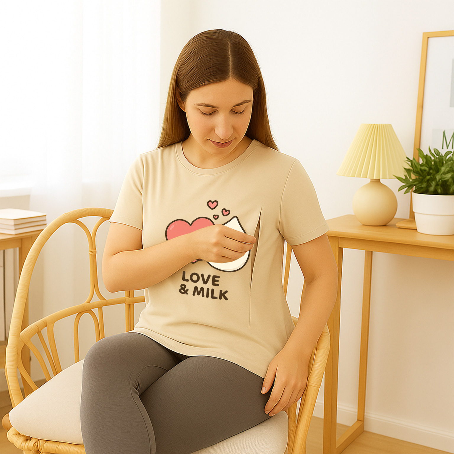 Cute Breastfeeding T-Shirt "Love & Milk" | Hidden Side  | brand