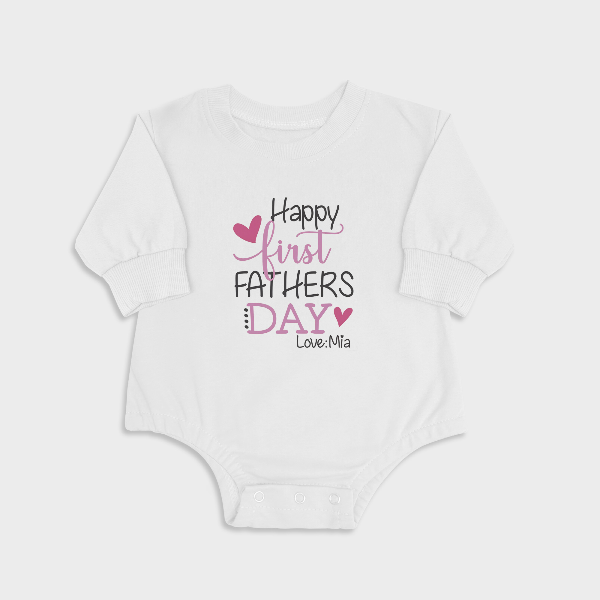 Happy First Fathers Day Pink - Long Sleeve Newborn & Baby bodysuits