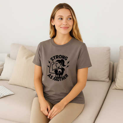 Side Zip Nursing Tee | Strong as a Mother Slogan | by t | brand