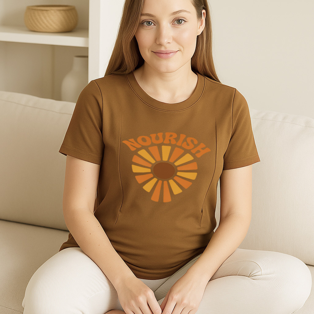 Nourish Graphic Tee for Nursing Moms | Discreet Zipper  | brand