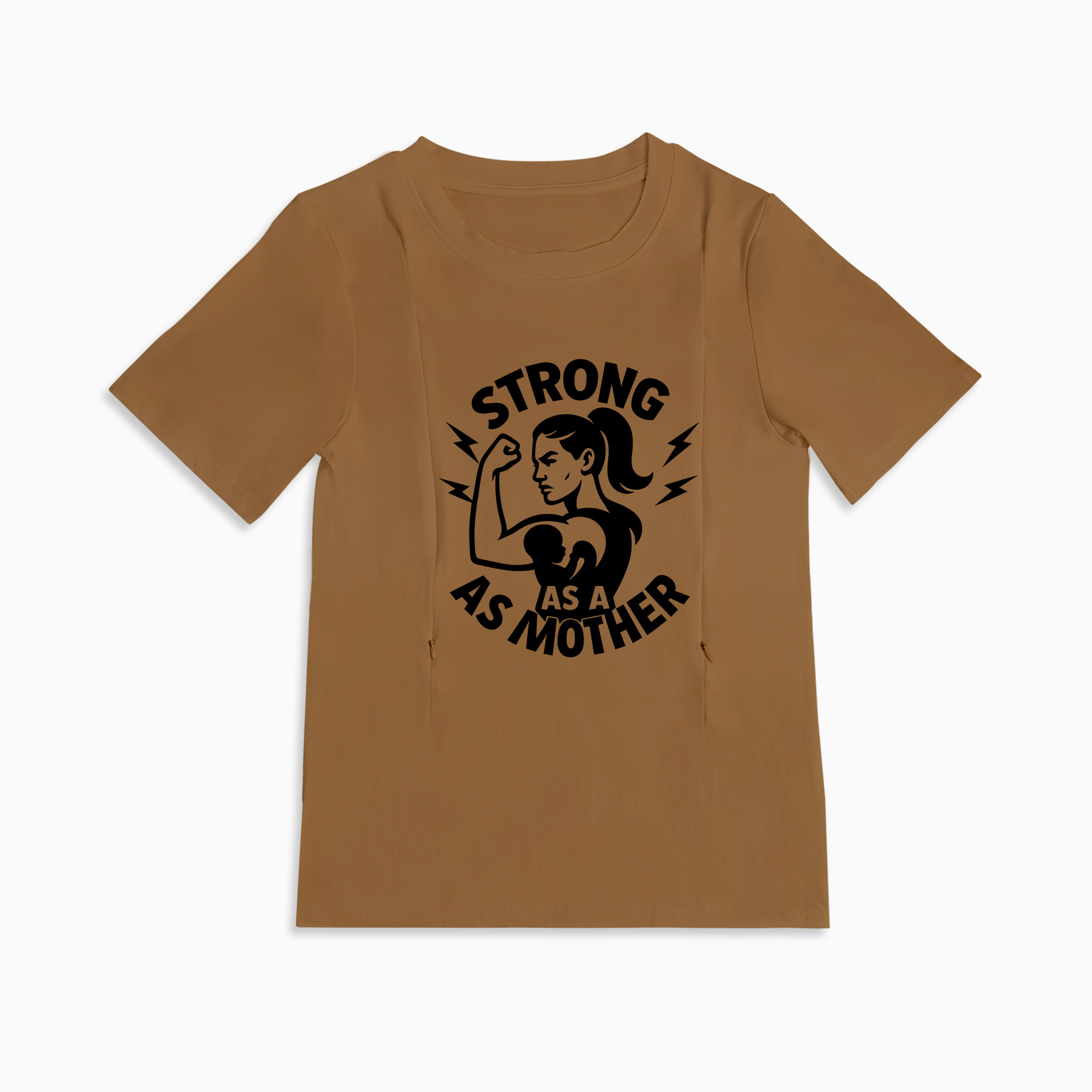 Side Zip Nursing Tee | Strong as a Mother Slogan | by totkeeps
