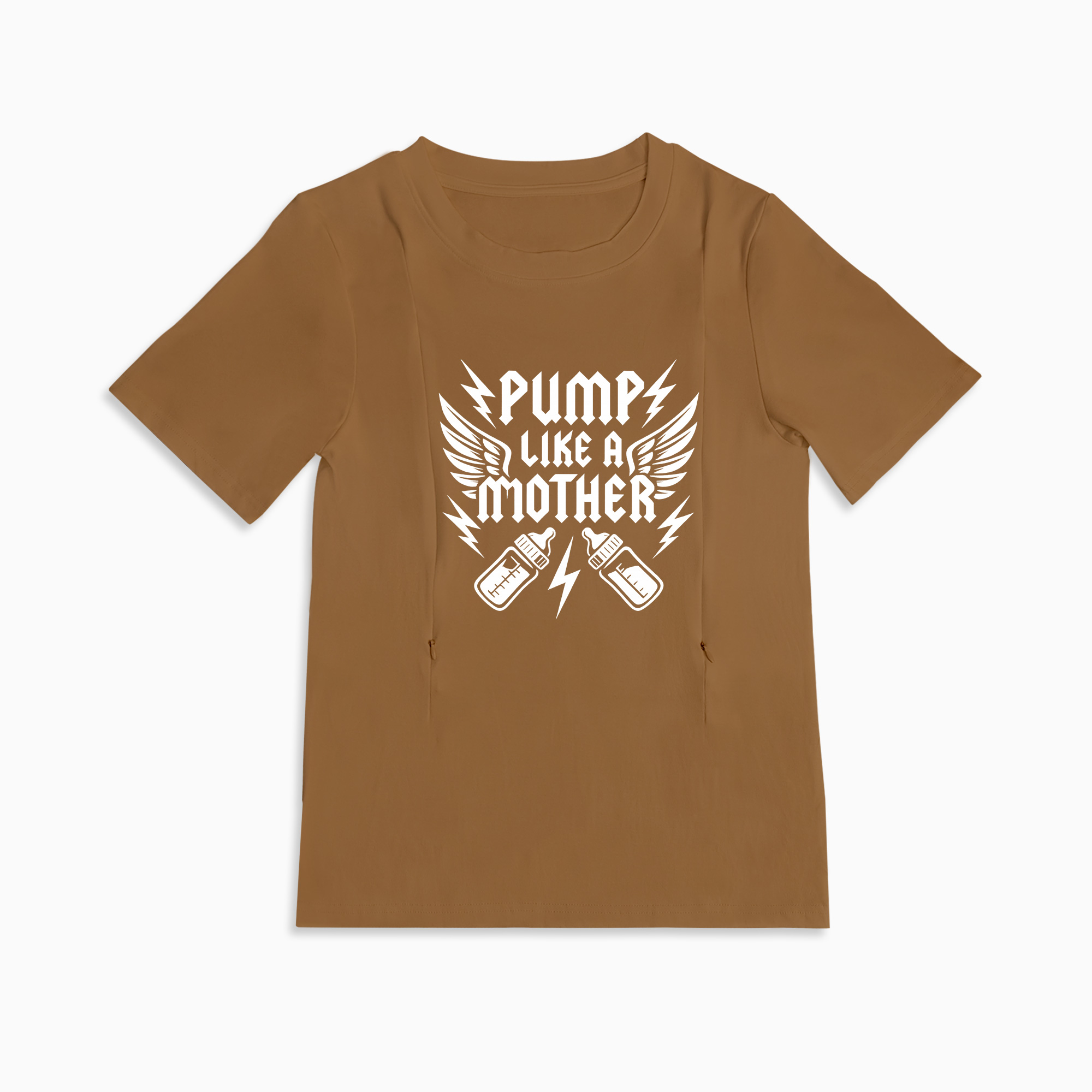 Side Zip Nursing T-Shirt | Pump Like a Mother Slogan Top | Cotton