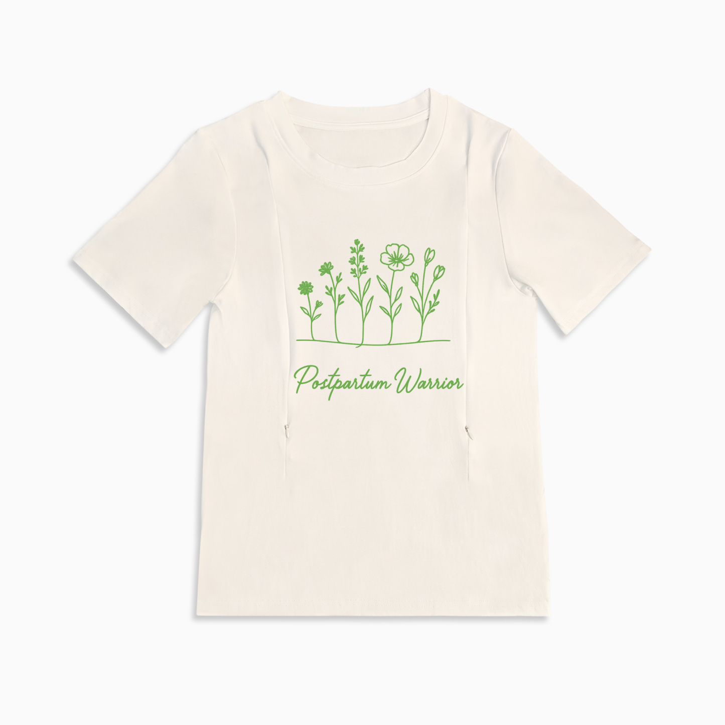 Breastfeeding T-Shirt with Zipper | Postpartum Warrior Graphic Tee