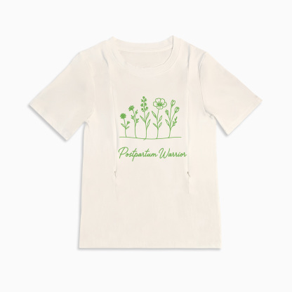 Breastfeeding T-Shirt with Zipper | Postpartum Warrior Graphic Tee