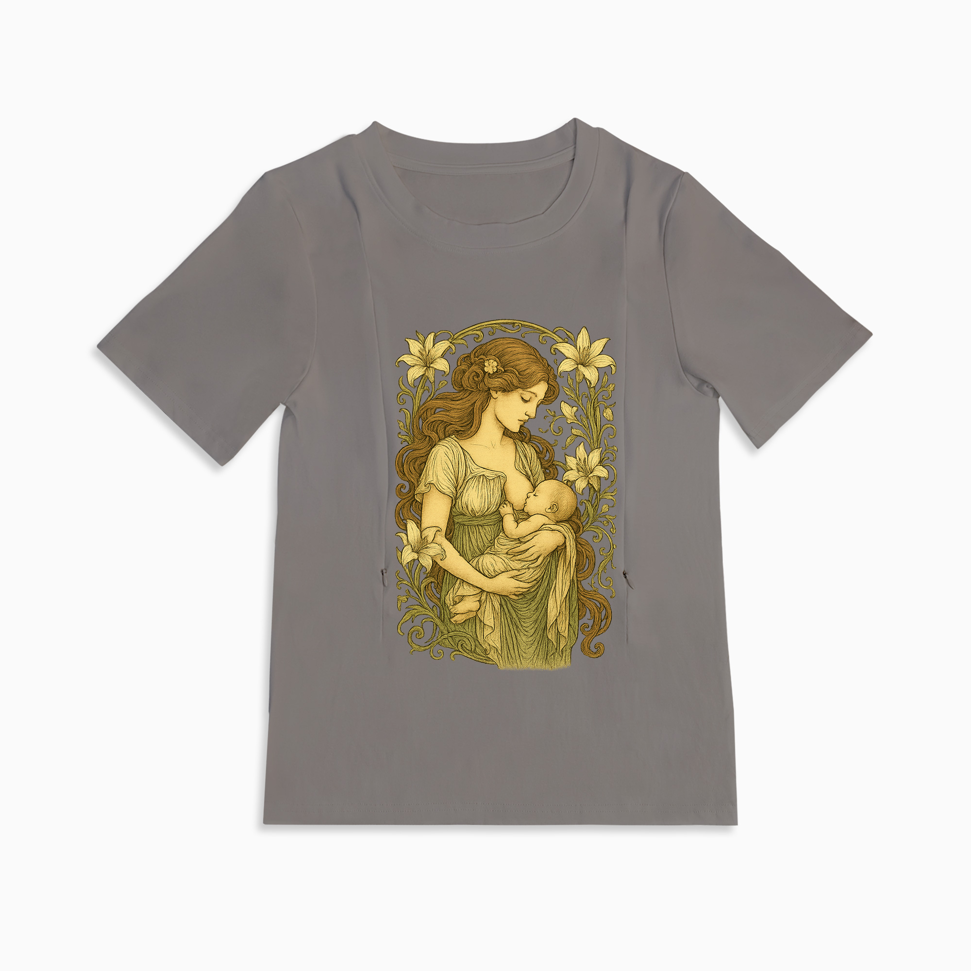 New Mom Gift: "Breastfeeding Mama" Zipper T-Shirt | 95% Cotton