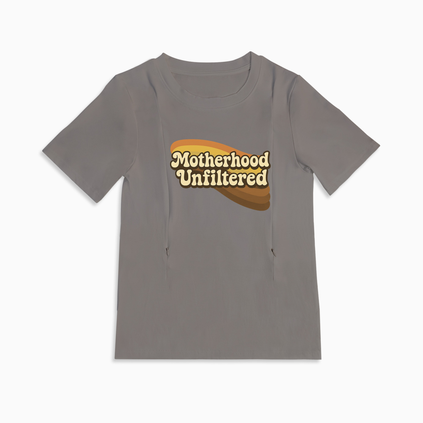 Breastfeeding T-Shirt with Zipper | Motherhood Unfiltered Graphic