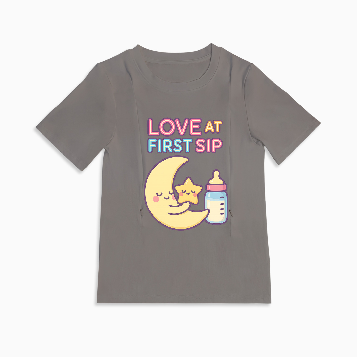 Totkeeps Nursing Shirt | Love at First Sip Graphic | Side Zippers