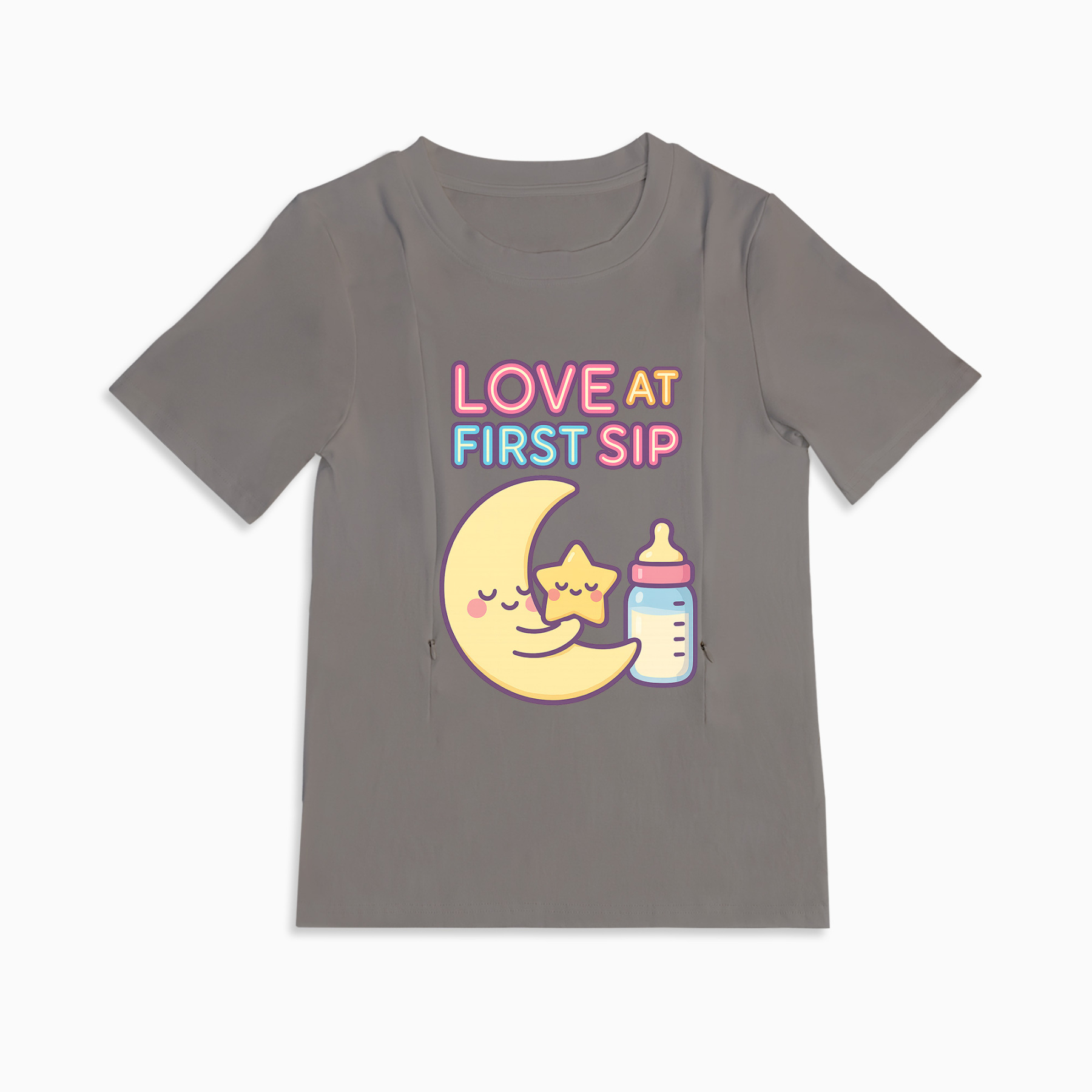 Totkeeps Nursing Shirt | Love at First Sip Graphic | Side Zippers