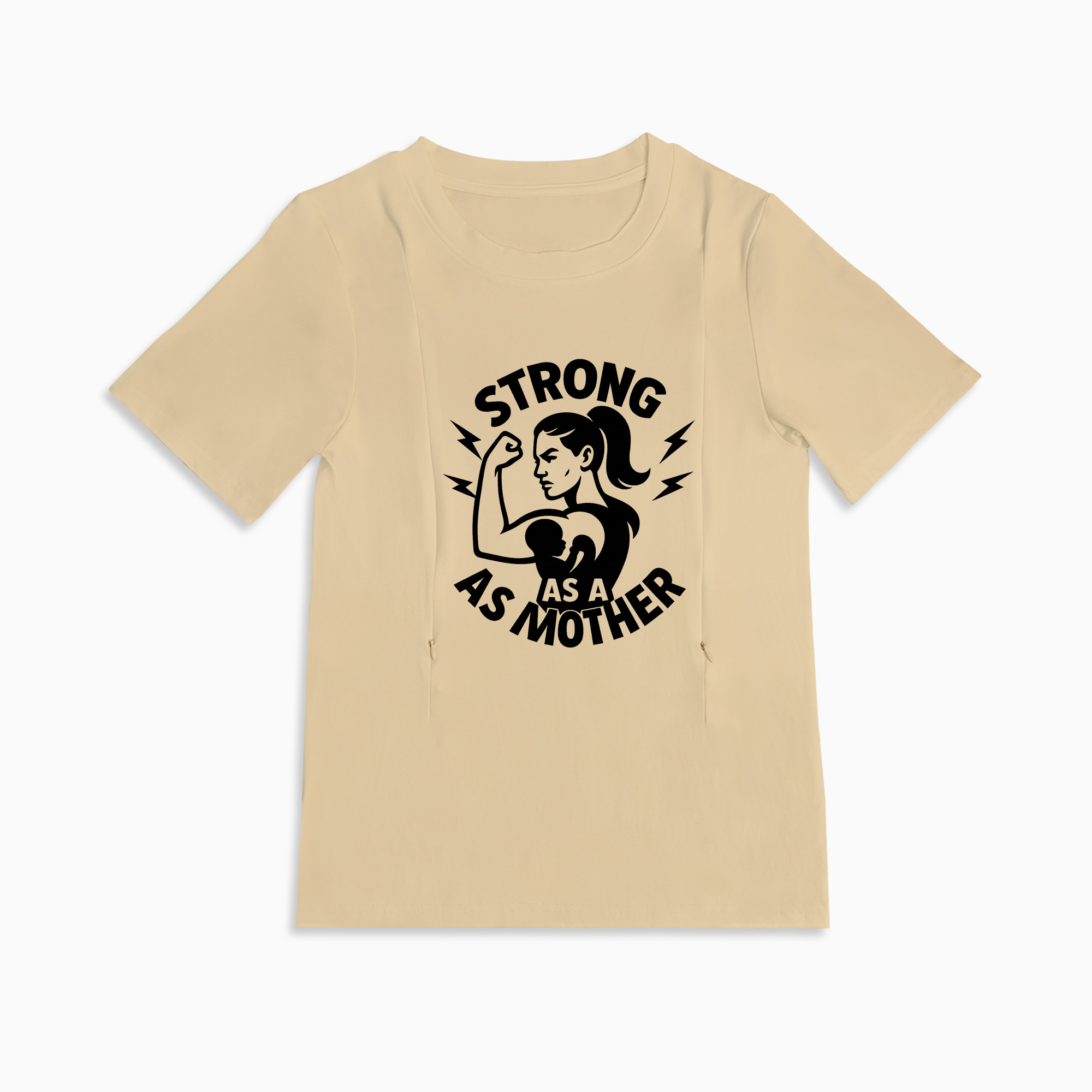 Side Zip Nursing Tee | Strong as a Mother Slogan | by totkeeps