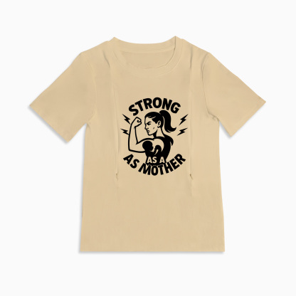Side Zip Nursing Tee | Strong as a Mother Slogan | by totkeeps