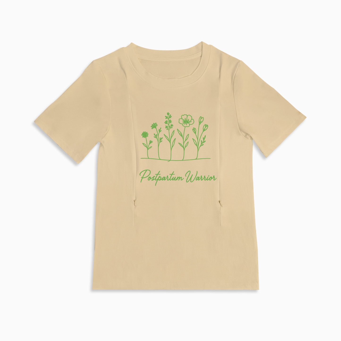 Breastfeeding T-Shirt with Zipper | Postpartum Warrior Graphic Tee