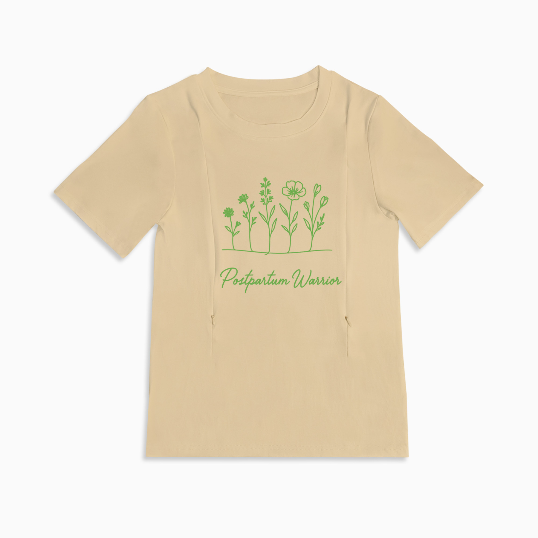 Breastfeeding T-Shirt with Zipper | Postpartum Warrior Graphic Tee