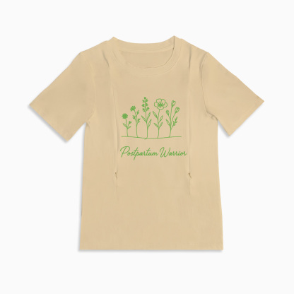 Breastfeeding T-Shirt with Zipper | Postpartum Warrior Graphic Tee