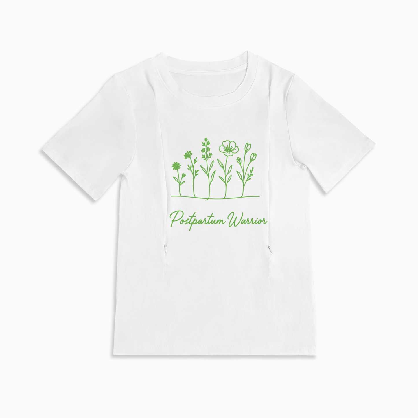 Breastfeeding T-Shirt with Zipper | Postpartum Warrior Graphic Tee