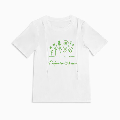 Breastfeeding T-Shirt with Zipper | Postpartum Warrior Graphic Tee