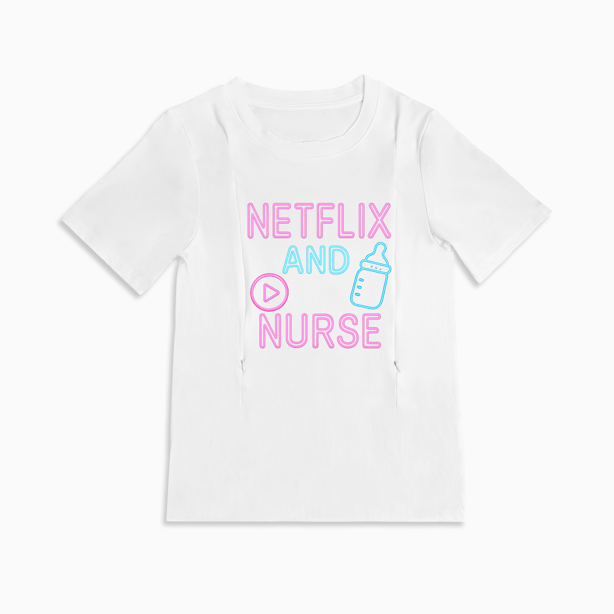 Zipper Nursing Tee | "Netflix and Nurse" | Easy Access for Breastfeeding