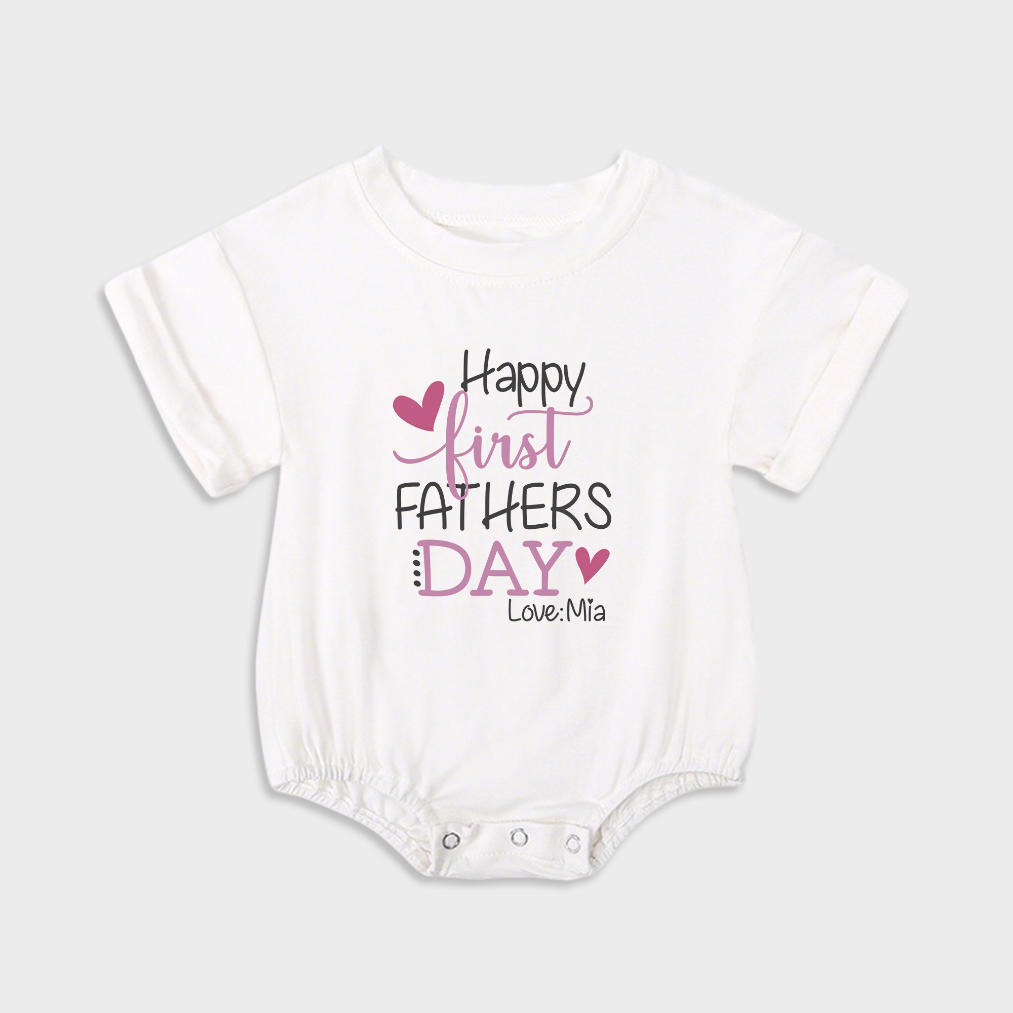 Happy First Fathers Day Pink Baby Onesie