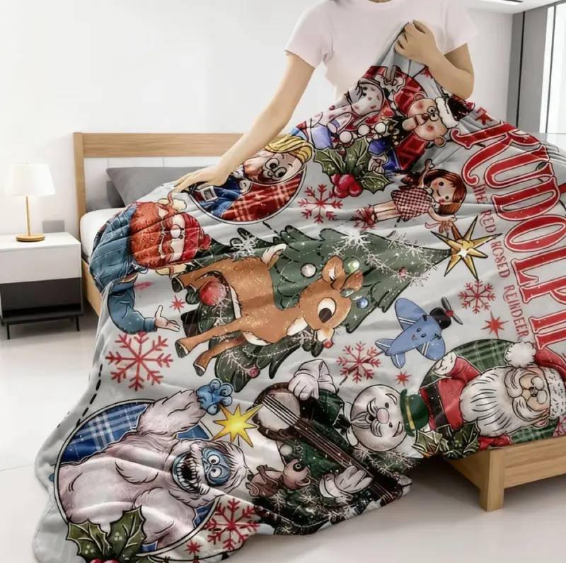 Rudolph the Red - Nosed Reindeer Christmas - Themed Blanket| Sofa Binging Throw, AC Home Blanket