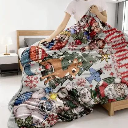Rudolph the Red - Nosed Reindeer Christmas - Themed Blanket| Sofa Binging Throw, AC Home Blanket