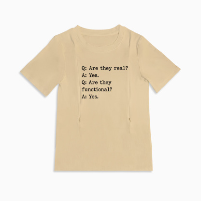 Zipper Nursing T-Shirt | "Yes They're Functional" Slogan | Totkeeps