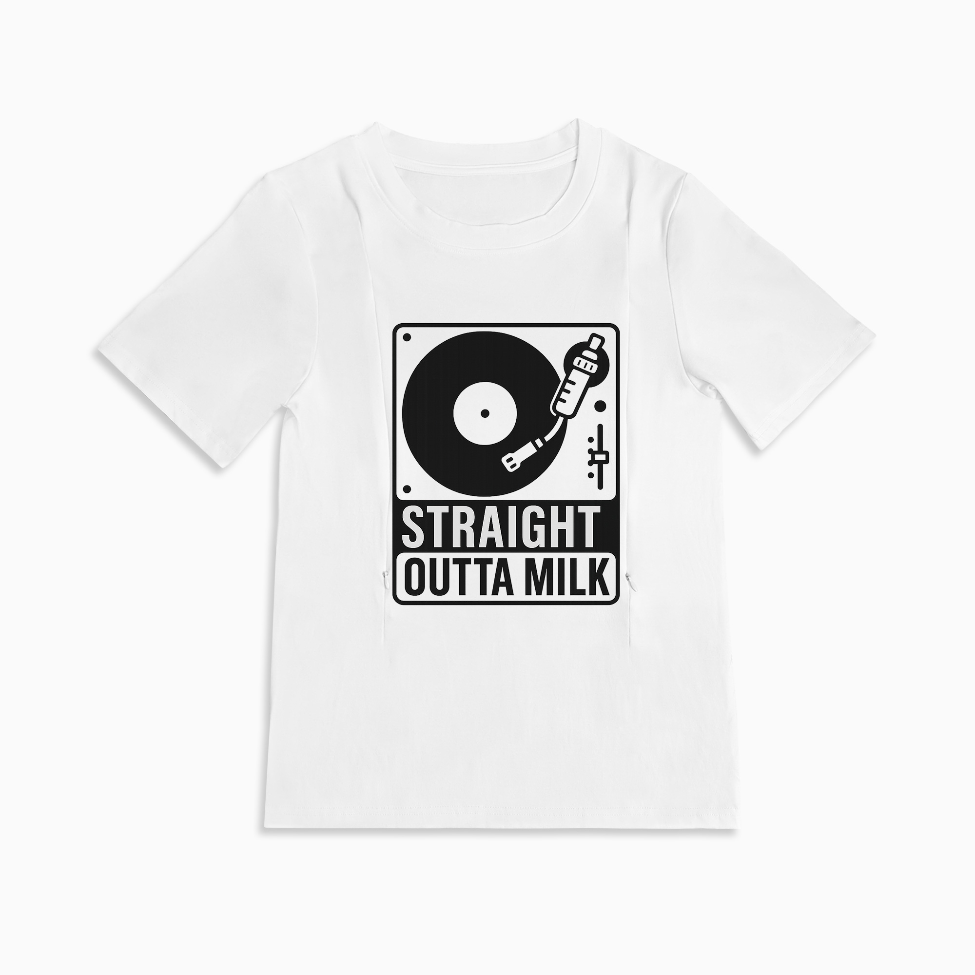 Funny Nursing Tee | "Straight Outta Milk" Slogan with Side Zippers