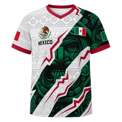 2026 Mexican Soccer Jersey | Mexico Aztec Calendar Style V-Neck Football Jersey for Players & Fans