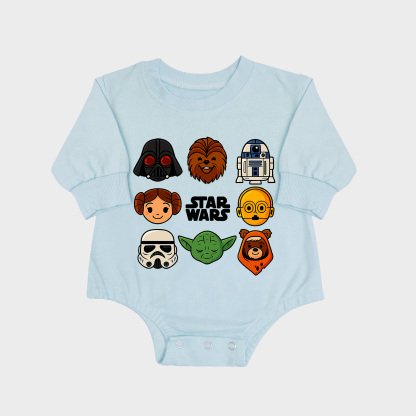 Star Wars Long-sleeved Triangle Onesies Aqua baby romper