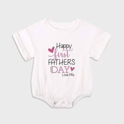 Happy First Fathers Day Pink Baby Onesie