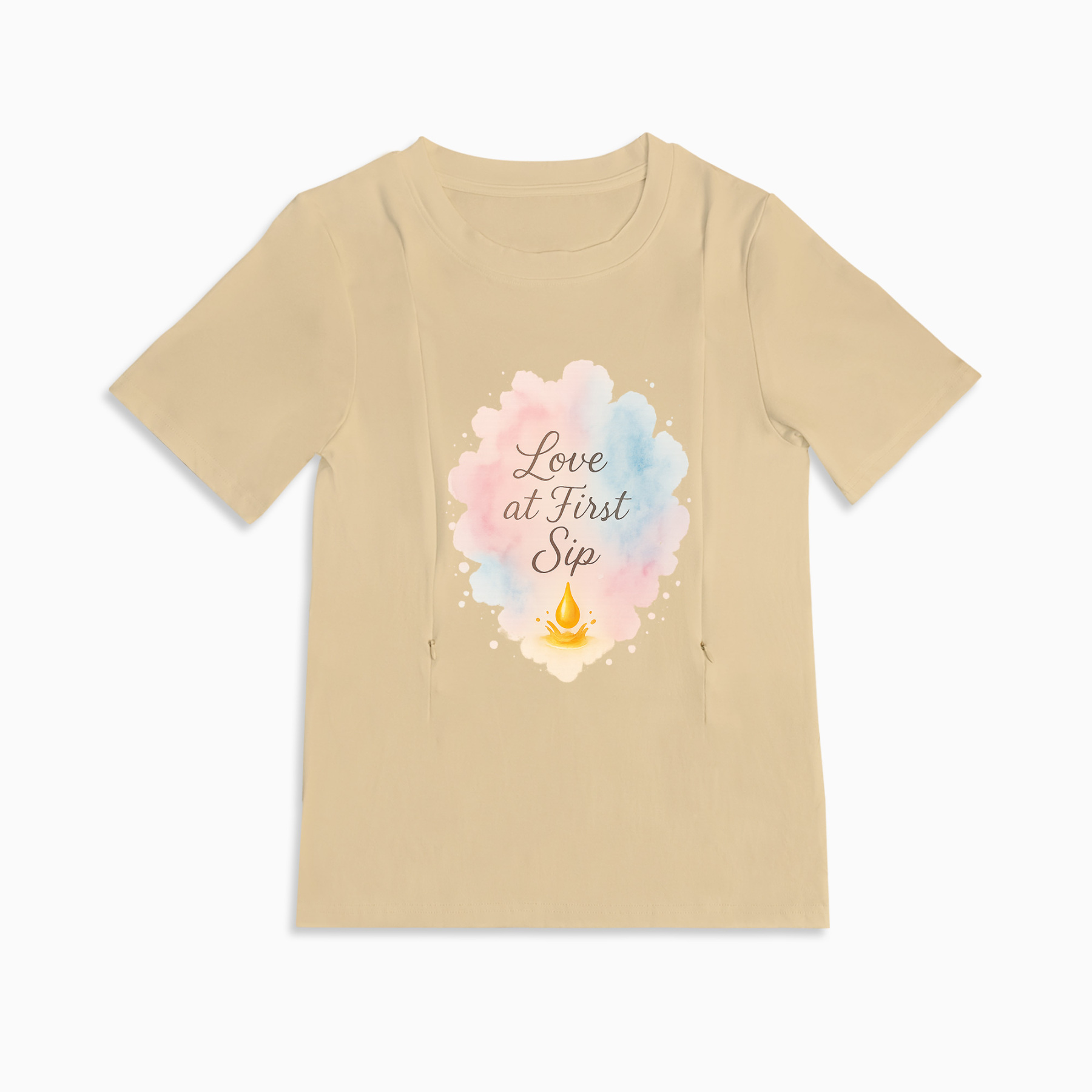 Totkeeps "Love at First Sip" Nursing Shirt | Soft Cotton & Discreet Zips