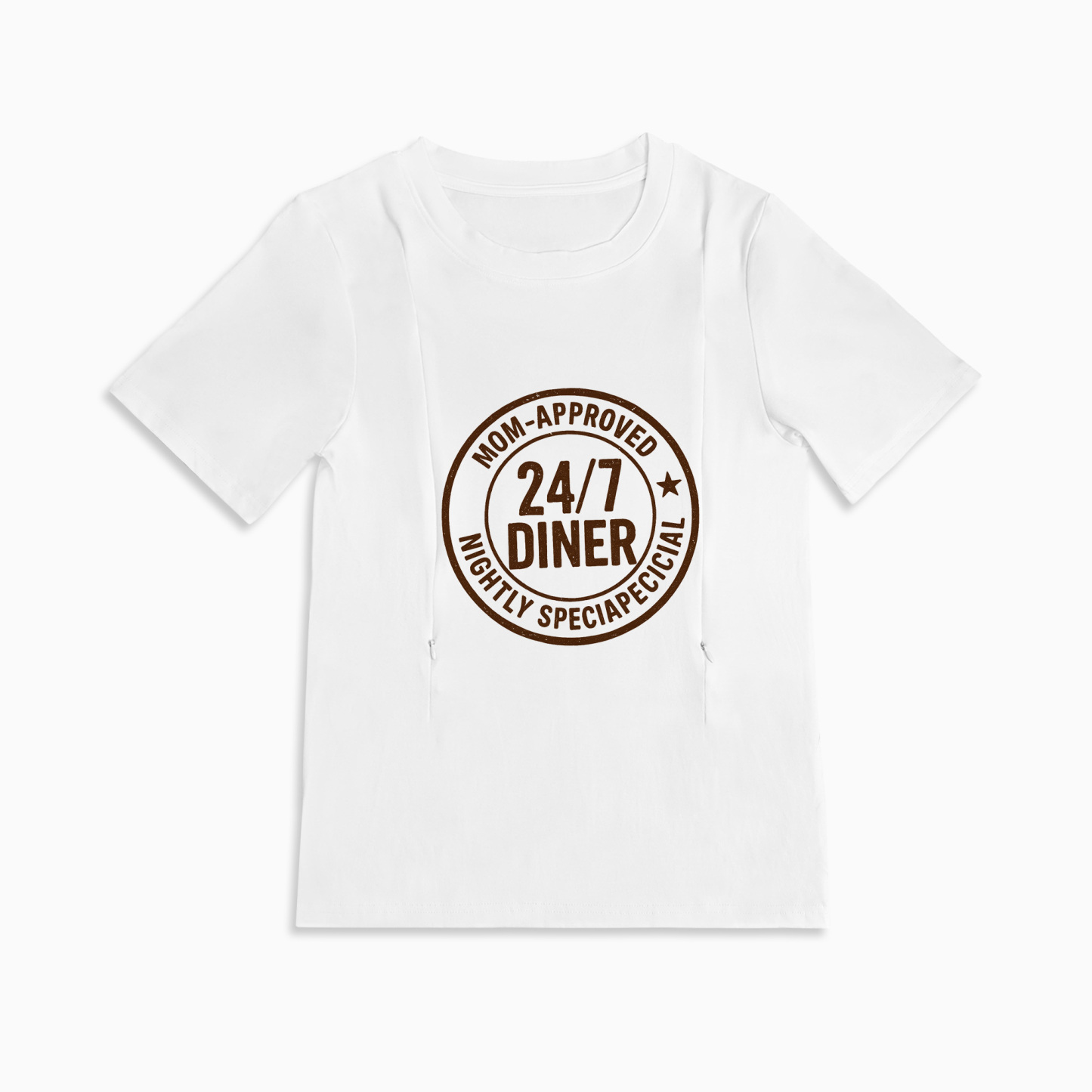 Baby Shower Gift Idea | 24/7 Diner Zipper Nursing T-Shirt