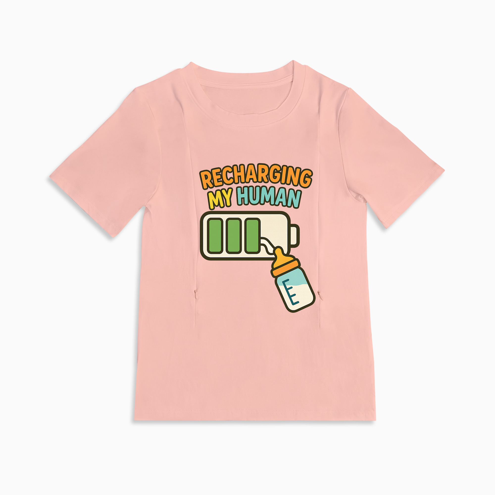 Breastfeeding T-Shirt with Zipper | I Make Milk Slogan | 95% Cotton