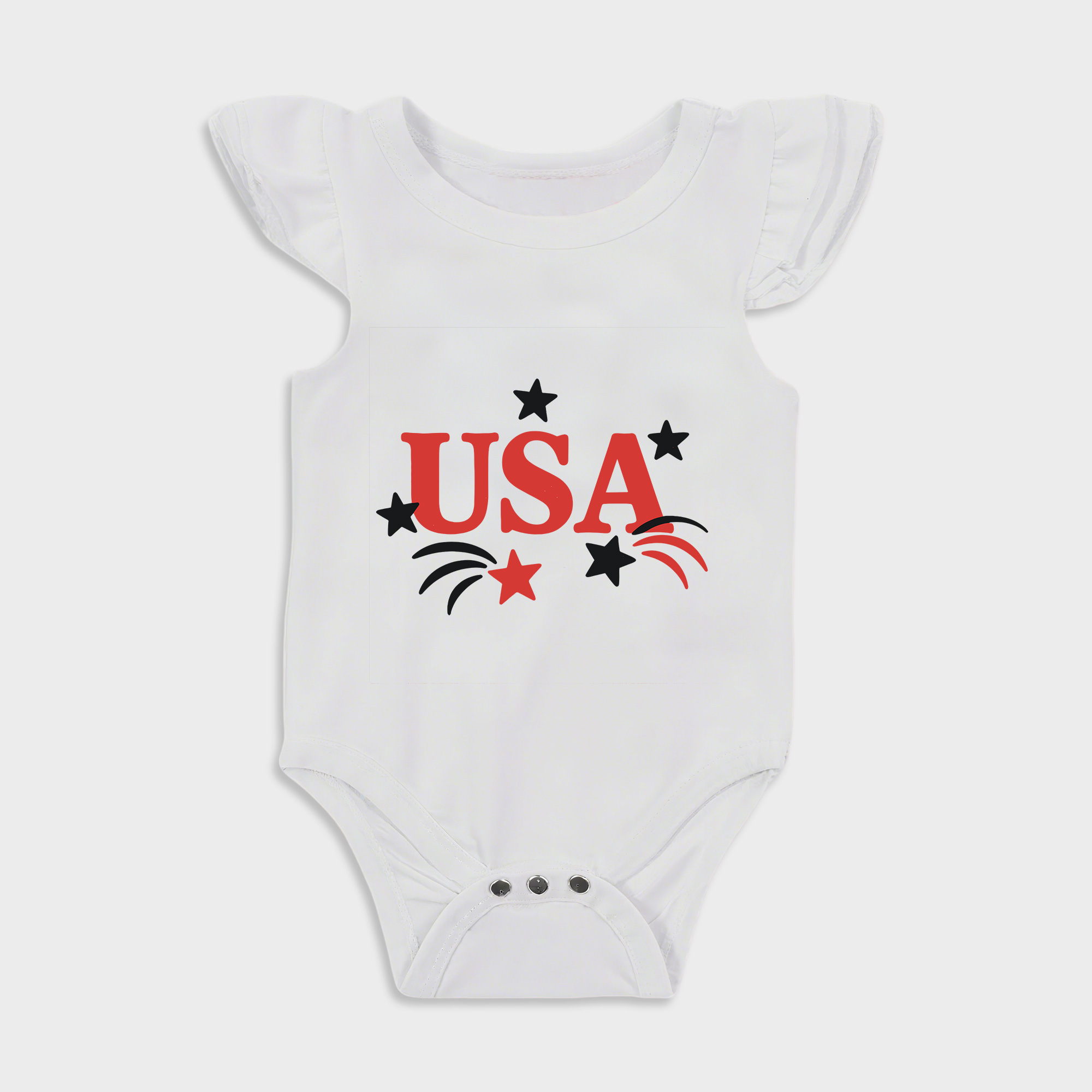 Baby romper with 4th Of July Usa design in White