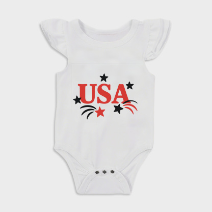 Baby romper with 4th Of July Usa design in White