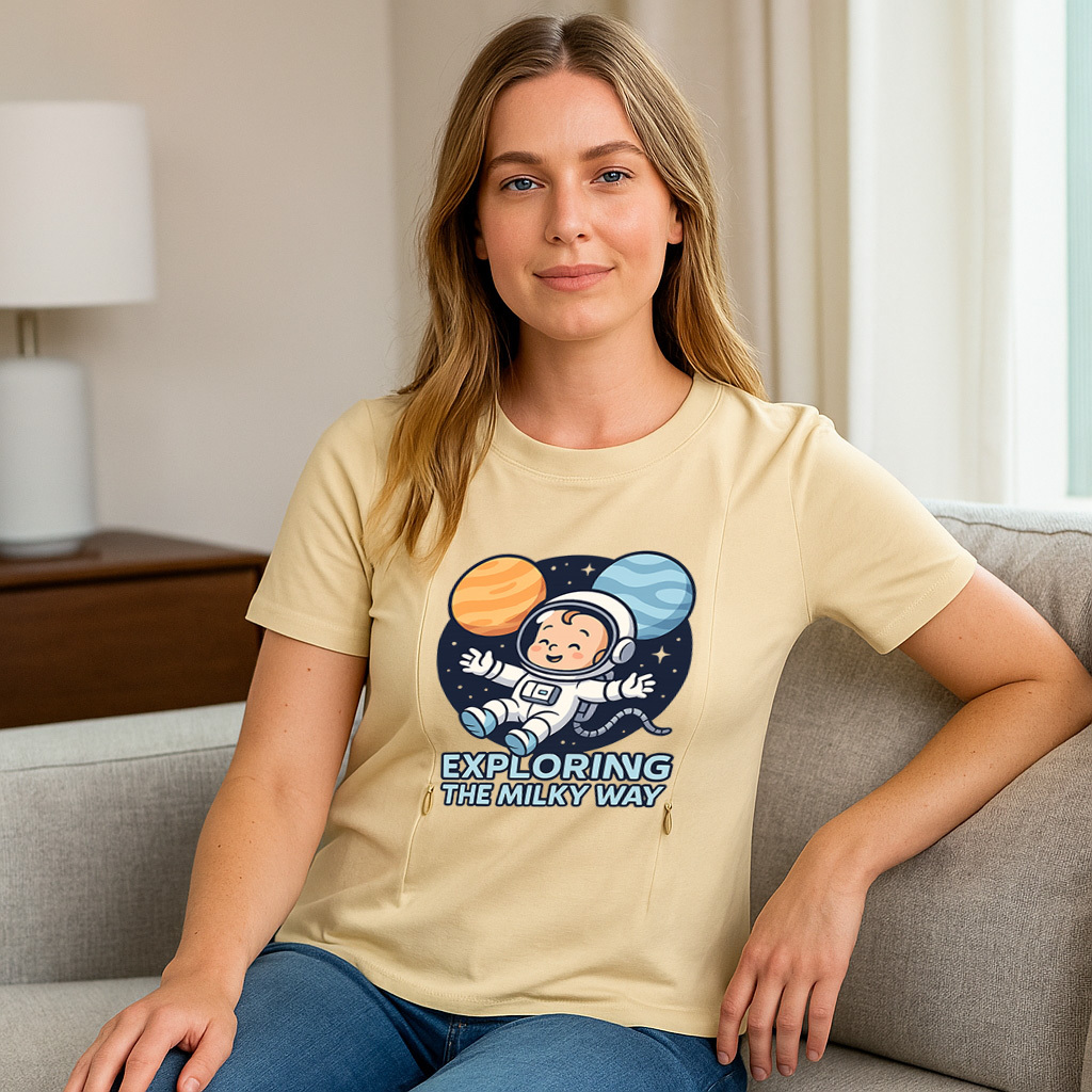 "The Milky Way" Slogan Tee | Functional Zipper for Easy | brand