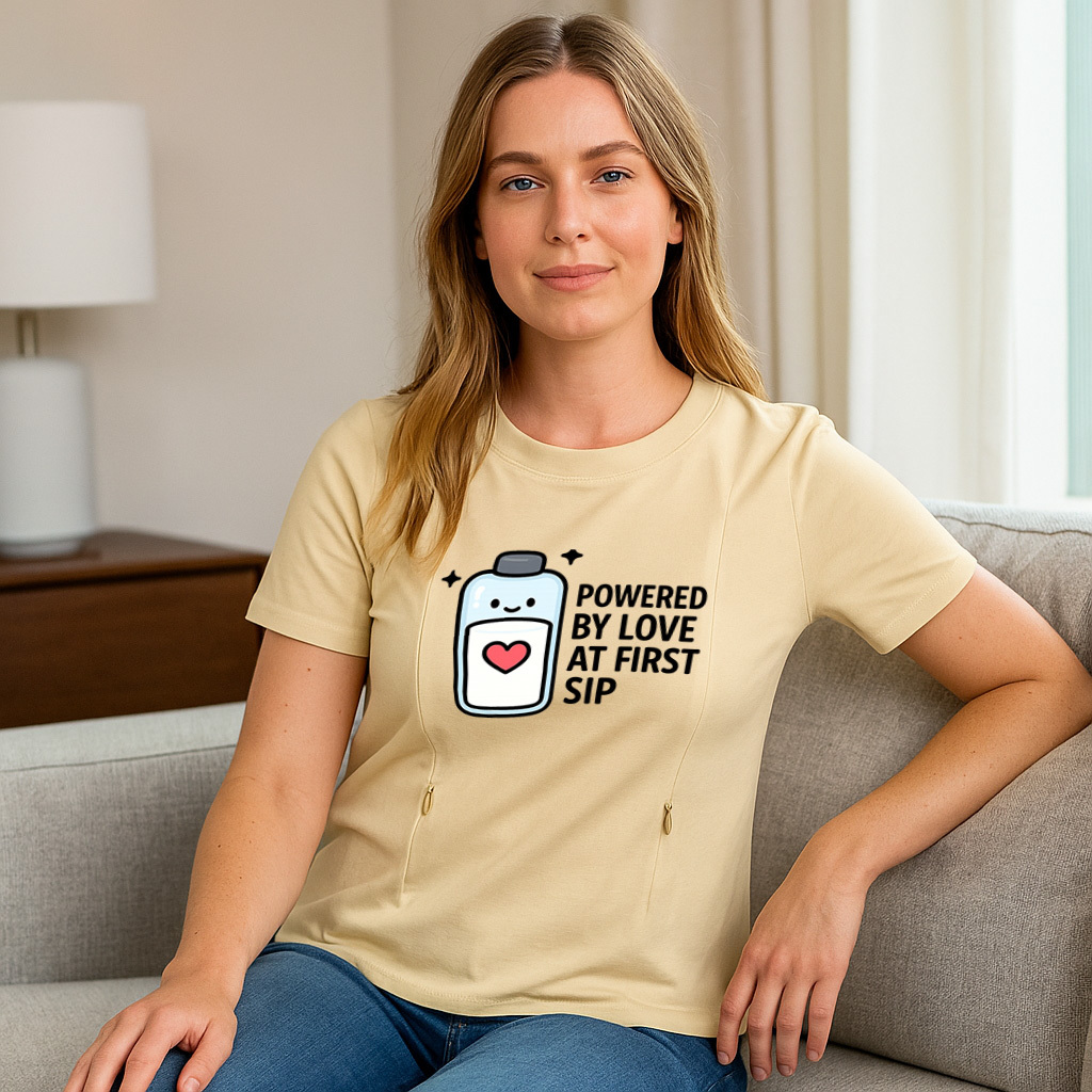 Side Zipper Nursing T-Shirt | "Love at First Sip" Cute  | brand