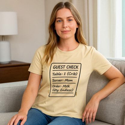 New Mom Gift: 24/7 Diner Funny Nursing T-Shirt with Zippers