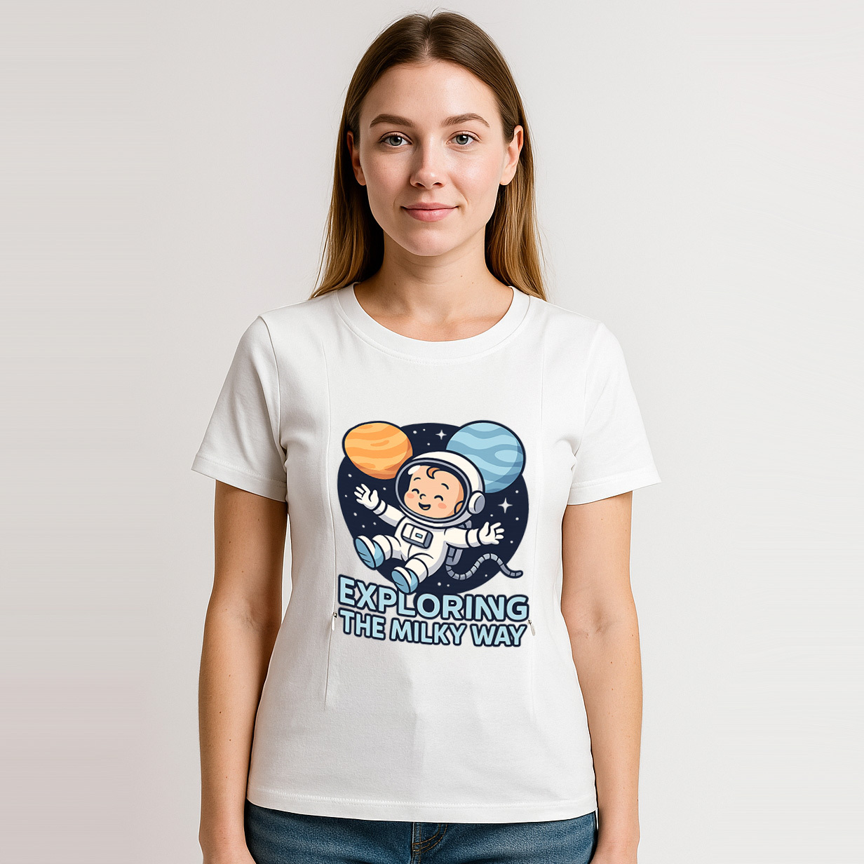 "The Milky Way" Slogan Tee | Functional Zipper for Easy | brand