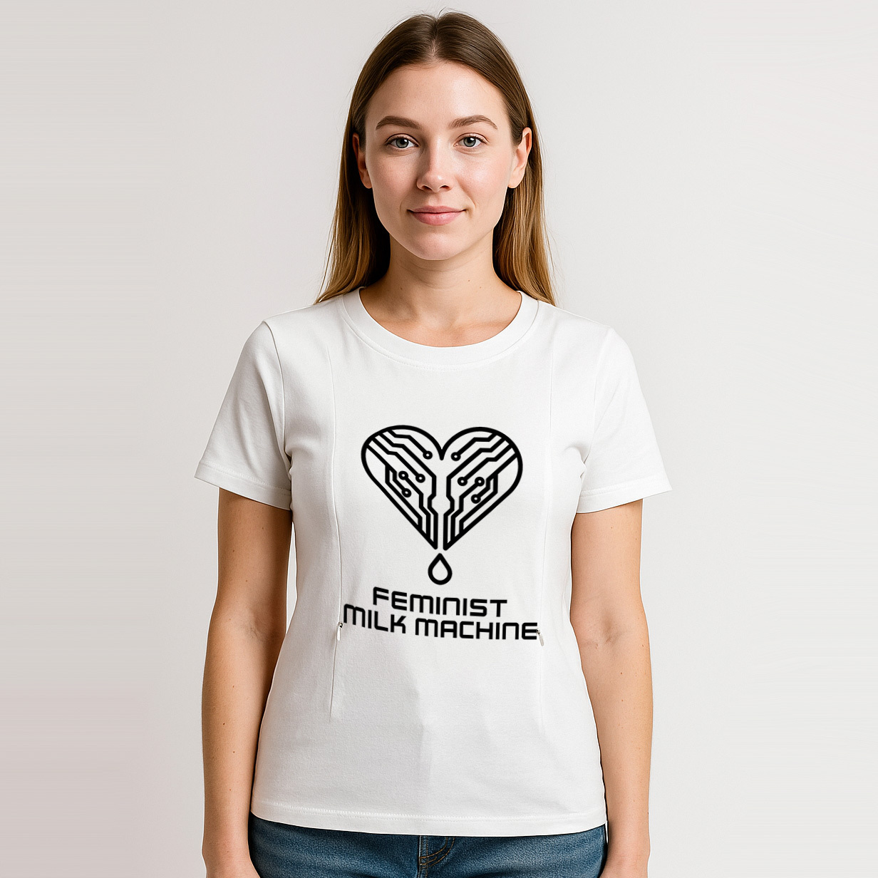 Feminist Milk Machine Breastfeeding Tee | Hidden Zipper | brand