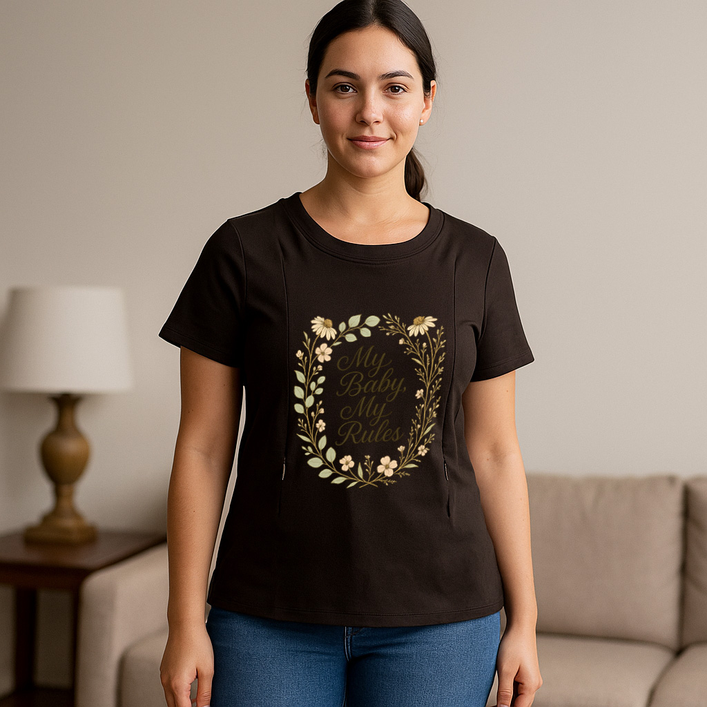 "My Baby My Rules" Slogan Tee | Functional Zipper for E | brand