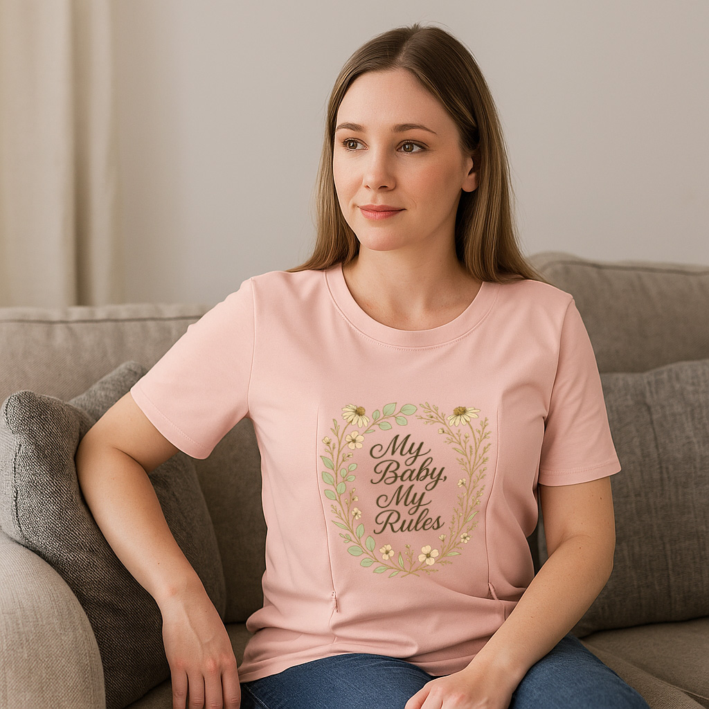 "My Baby My Rules" Slogan Tee | Functional Zipper for E | brand