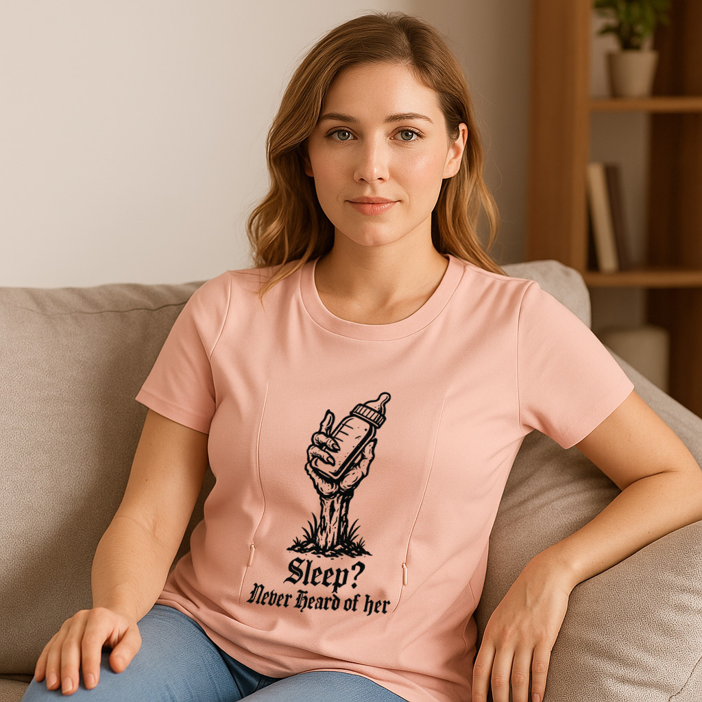 New Mom Gift: "Sleep? Never Heard of Her" Zippered Nurs | brand