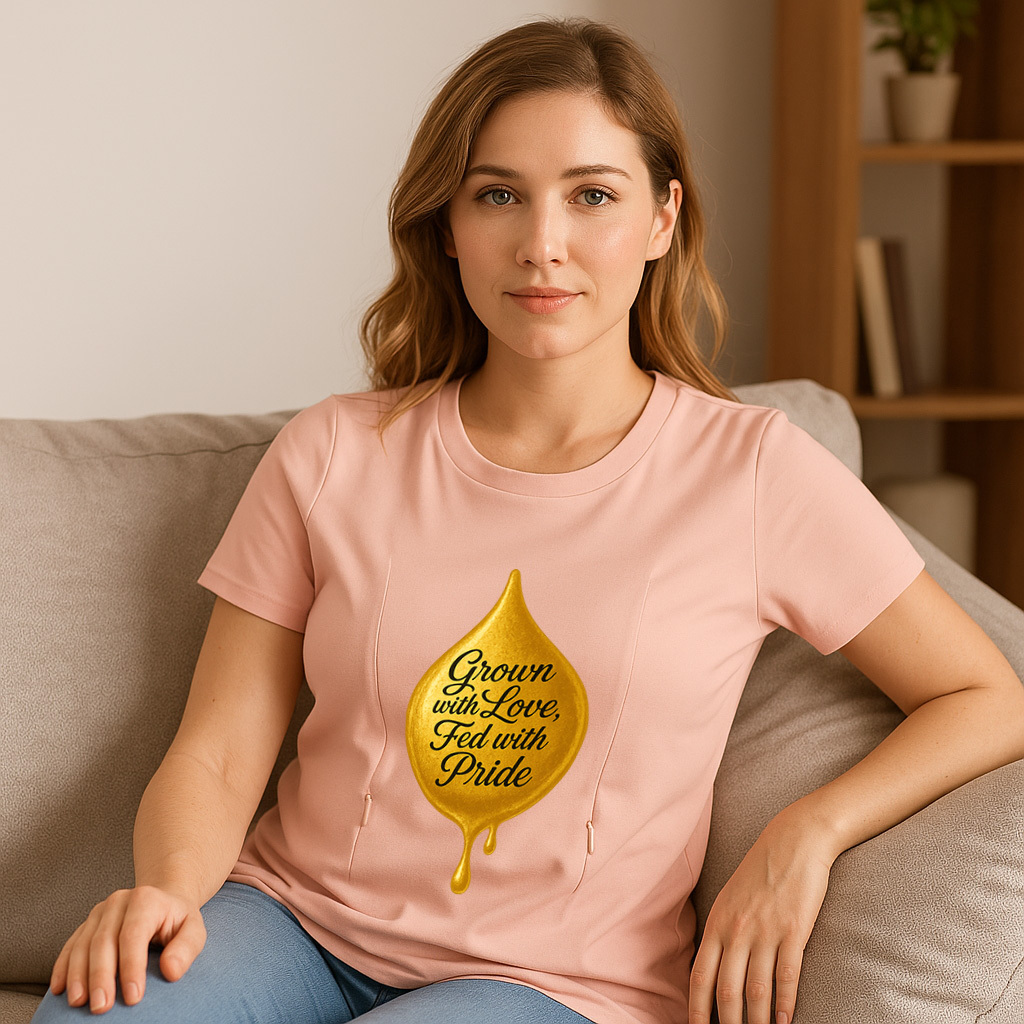 Side Zipper Nursing T-Shirt | Proud Mom "Grown with Lov | brand