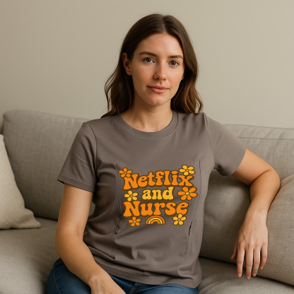 Cotton Breastfeeding Shirt | Funny Netflix and Nurse Gr | brand