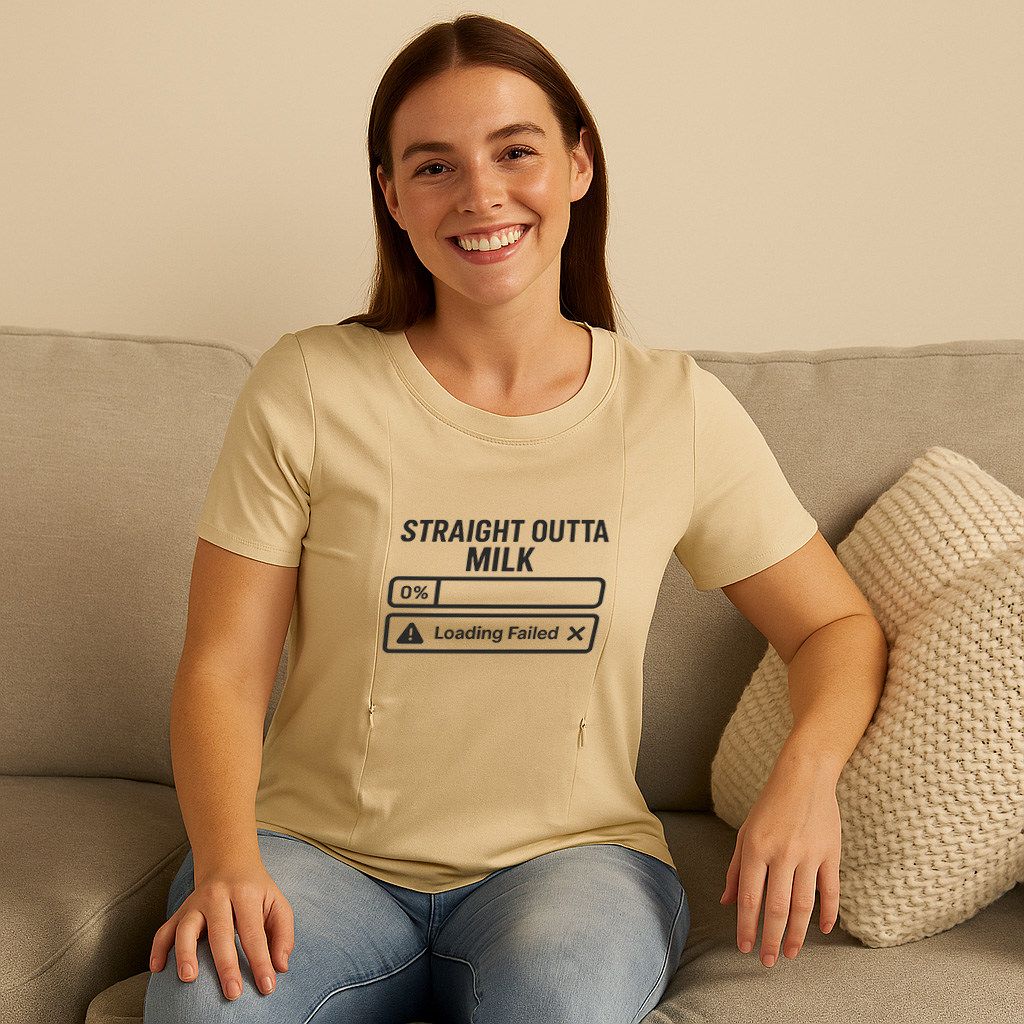Cotton Breastfeeding Tee | Funny Straight Outta Milk Gr | brand